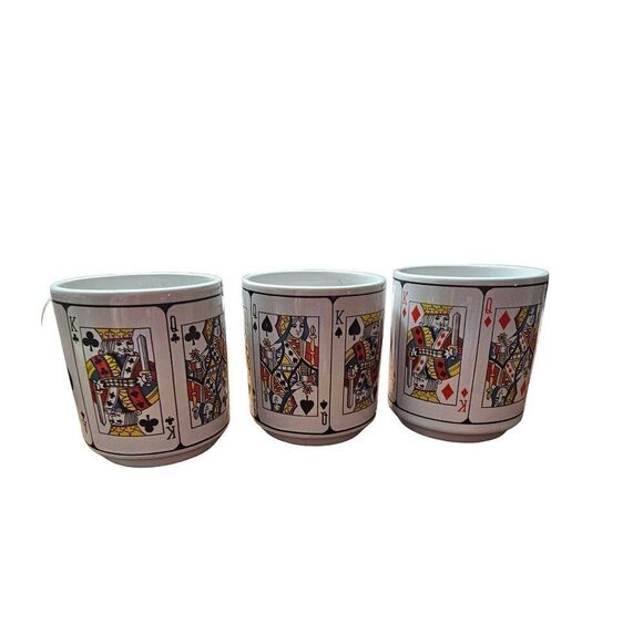 Mugs Coffee Cups Image of Playing Cards Quantity Three Vintage 3 Black Spade Clo - Picture 3 of 5
